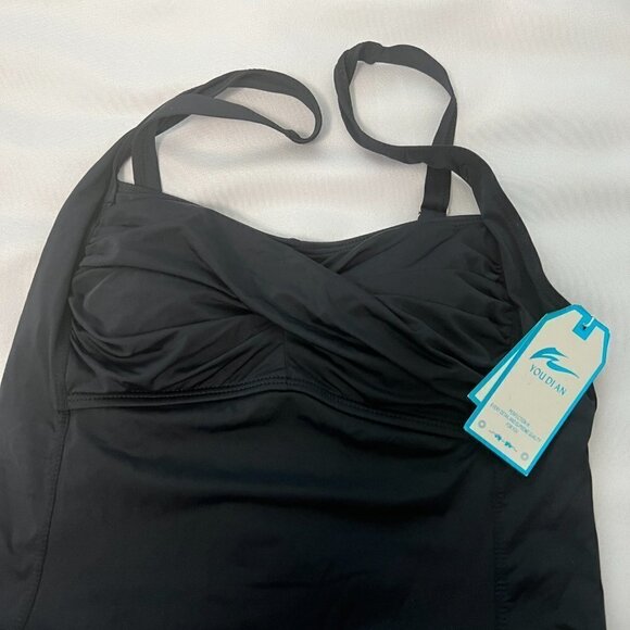 NWT You Di An Womens Black One Piece Swimsuit Rouched Style On The Chest - Picture 3 of 9